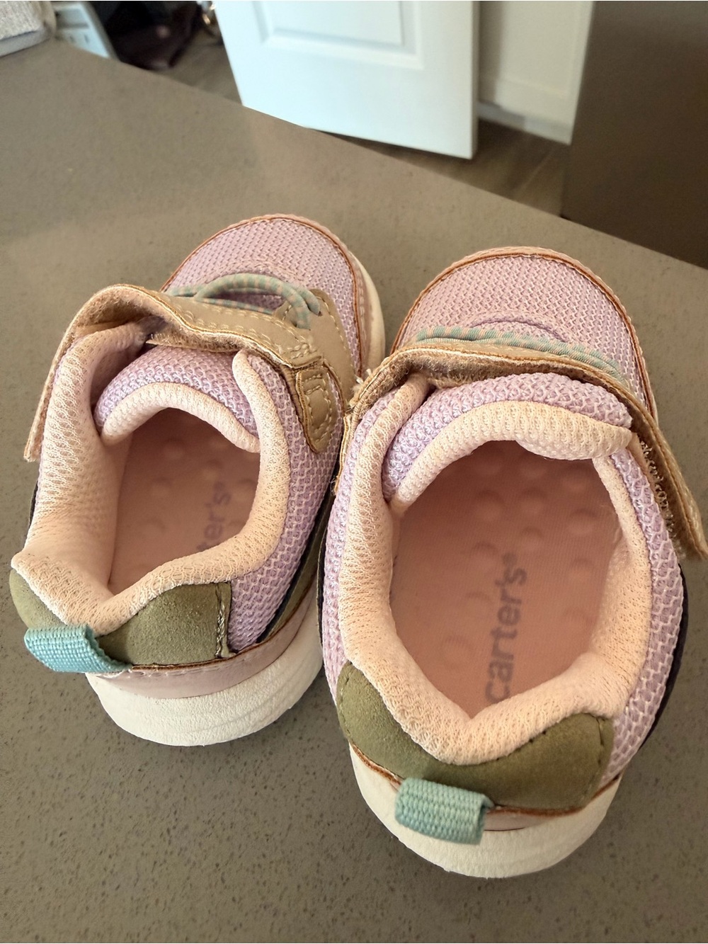 Carter's Pastel Pink & Olive Toddler Sneakers with Velcro